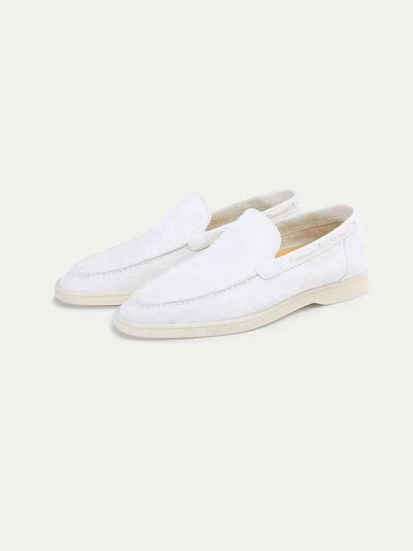 Exotic Suede Loafer - Pearl White