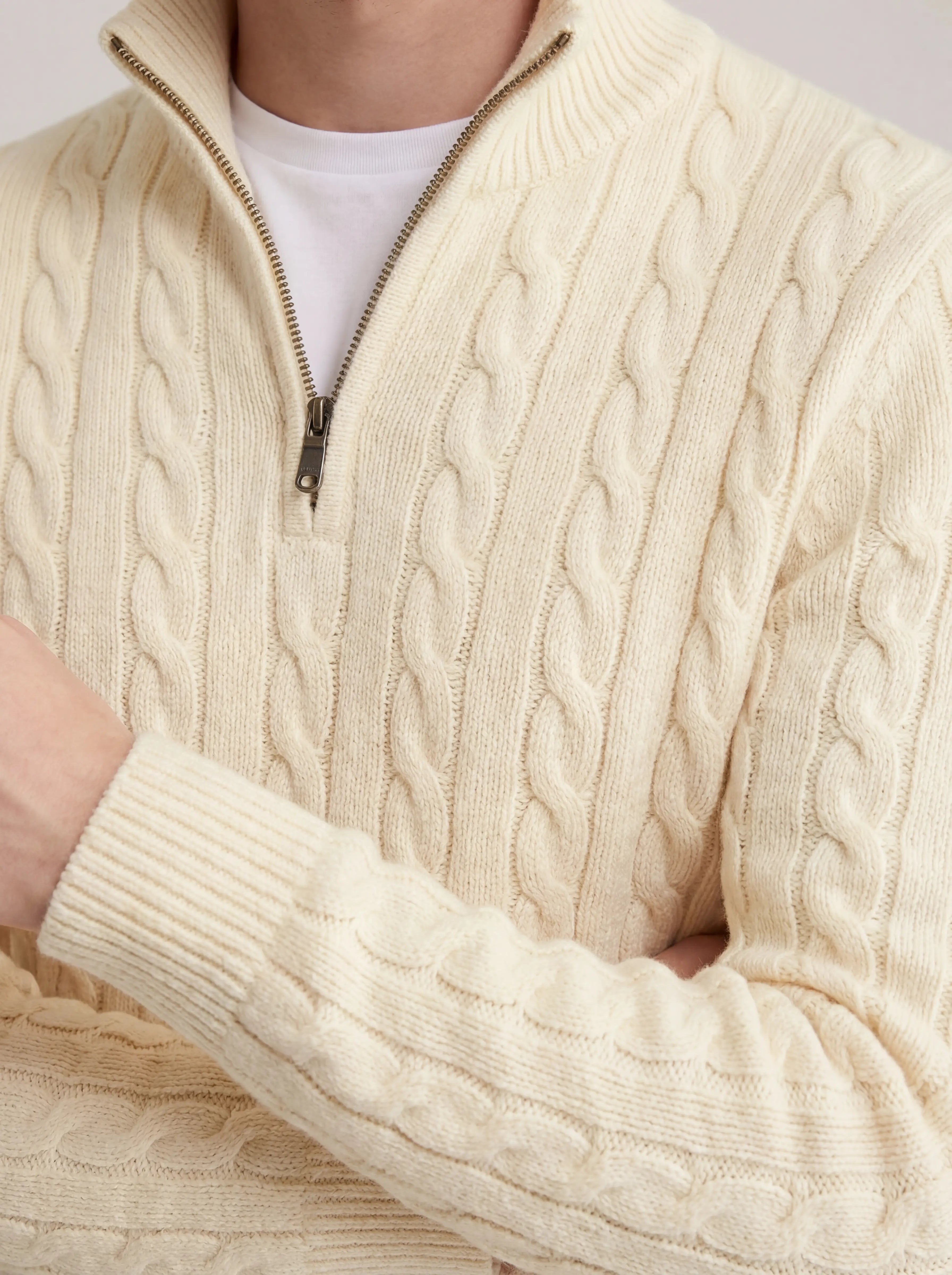 Corsaro Halve-Zip Wool Sweater Beige