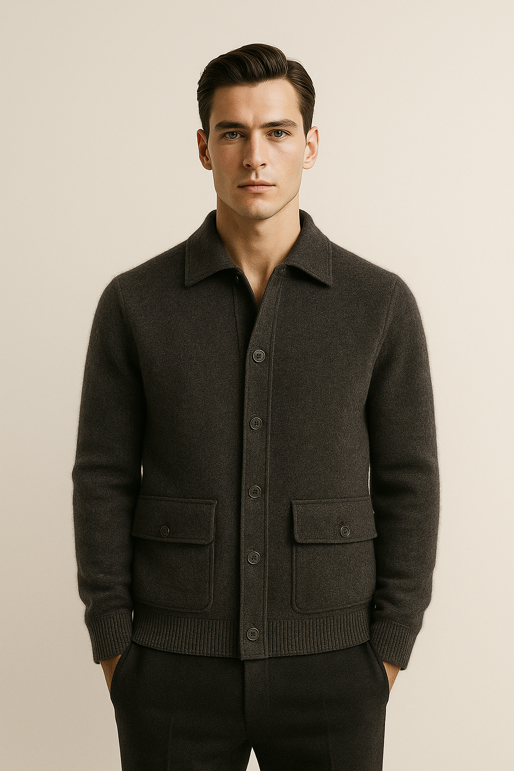 Lorenzo Cashmere Cardigan Dark Grey 1
