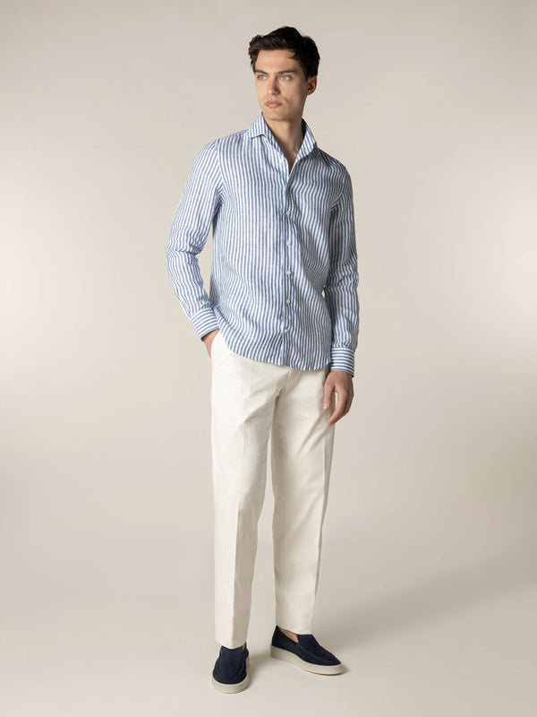 Linen Seaside Shirt Stripe  Navy