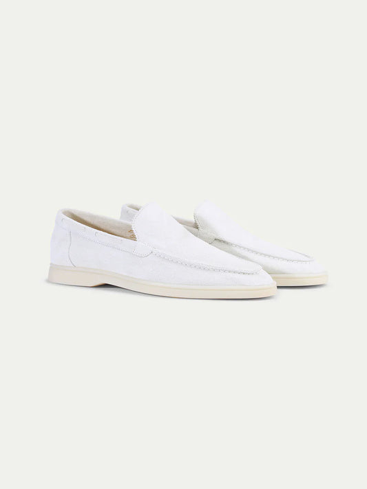 Exotic Suede Loafer - Pearl White